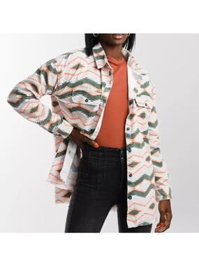 Gilded Intent Multicolor Long Sleeve Geo Washed Boyfriend Shirt Size Medium